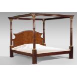LARGE WALNUT ORMOLU FOUR POSTER BED