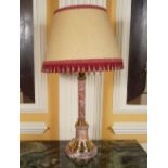 PAIR OF MARBLE AND BRASS TABLE LAMPS