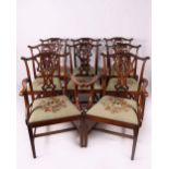 8 19TH-CENTURY CHIPPENDALE STYLE DINING CHAIRS