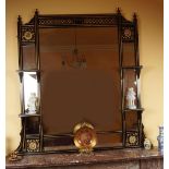 19TH-CENTURY EBONY AND PARCEL GILT OVERMANTLE