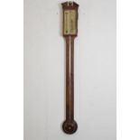 GEORGE III MAHOGANY CASED STICK BAROMETER