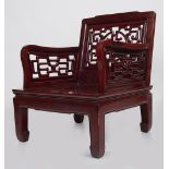 PAIR OF CHINESE HARDWOOD ARMCHAIRS