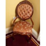 19TH-CENTURY WALNUT AND UPHOLSTERED LADIES CHAIR