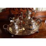 4 PIECE SILVER ROCOCO TEA AND COFFEE SERVICE - WITHDRAW