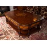 LARGE MAHOGANY & SATINWOOD HARROD'S COFFEE TABLE