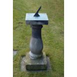 19TH-CENTURY CARVED STONE COLUMNED SUNDIAL