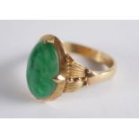 18 CARAT GOLD AND JADE RING