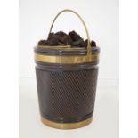 LARGE IRISH BRASS BOUND PEAT BUCKET