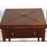 EDWARDIAN MAHOGANY ENVELOPE CARD TABLE