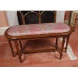 EDWARDIAN WALNUT AND UPHOLSTERED STOOL