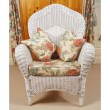 PAIR OF CONSERVATORY BASKET WEAVE ARMCHAIRS