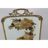 EDWARDIAN BRASS AND MIRROR PANELLED FIRESCREEN