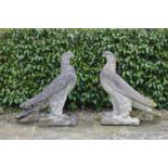 PAIR LARGE MOULDED STONE GARDEN SCULPTURES