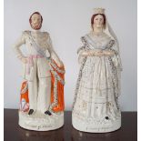 PAIR OF LARGE STAFFORDSHIRE FIGURES