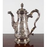 MID 19TH-CENTURY IRISH CRESTED SILVER COFFEE POT