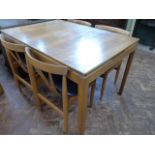 McIntosh & Co Ltd teak extending dining table (48"x 33") and 4 vinyl seated chairs