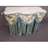 Shaped marble top dressing table with drapes