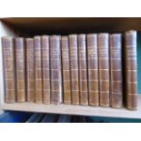 Set of 19thC 1/2 leather bound Dickens novels. Illustrated by F. Barnard and Phiz.F.
