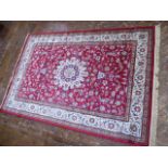 Red ground Kashmir sharbas medallion design carpet (2.4m x 1.