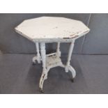 Shabby chic painted 19thC octagonal tea table