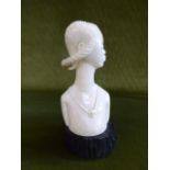 Carved ivory bust of African girl (5" tall)