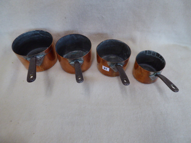 Matched set 19thC steel handled copper saucepans with lids (6) - Bild 4 aus 8
