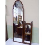 Early 20thC Queen Anne style mahogany long dressing mirror and another (2)