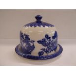 Flowblue ironstone cheese dome on stand (8 1/2")