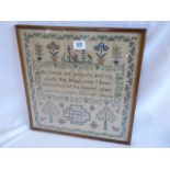 Needlework sampler - Maria Chisnell aged 10,