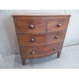 Victorian mahogany bow front 4 drawer chest