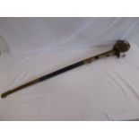 French cavalry sword inscribed "Gardes du Corps du Roi" with brass mounted leather scabbard