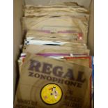 Box of 78 RPM gramophone records