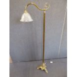 Victorian brass scroll arm floor lamp