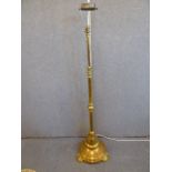 Heavy brass 19th/20thC telescopic standard floor lamp