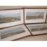 Set of 4 'Leicestershire' fox hunting prints - Alken - in oak frames ( 31" x 19")