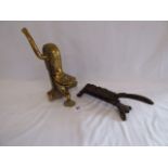 Brass 'Bacchus' bar top cork screw/extractor and cast iron cork press (2)