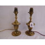 Pair early 20thC brass table lamps