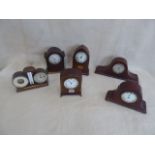 Edwardian inlaid mahogany mantel clocks and barometer (6)