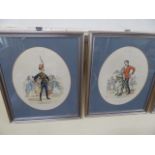 Set of 4 military caricatures in modern frames (22"x19") - T.S.