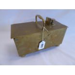 19thC brass coin (halfpenny) operated tavern honesty tobacco box (10"x 5"x 5")