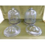 Large etched glass bell jar lanterns (missing chains) (2)