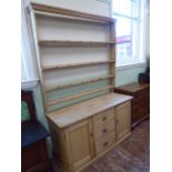 19thC pine kitchen dresser (60"w x 22"d x 90"h)