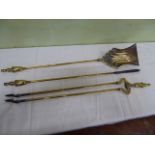 19thC brass fire irons (3)