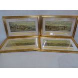 Set of 4 Leicestershire fox hunting prints - Alken - in modern gold lacquer frames (30"x19")