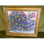 Abstract gouache - Carmelo Castellano in gilt frame (22"x 19")