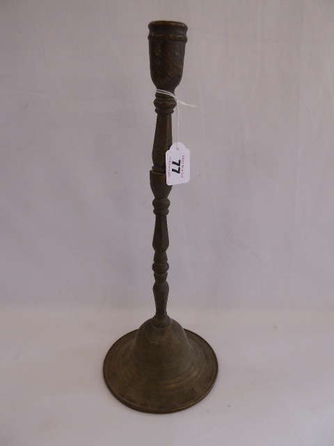 17thC Persian bronze candlestick (16" tall)
