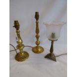 Cast brass finish table lamps (3)