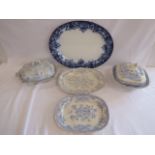 Flow blue meat plate,