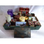 Vintage tins - tea caddies, Players Navy Cut, 'arts and crafts' style cigarette tin etc.