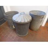 Galvanised dustbins (3)